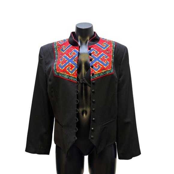 Hairston Roberson Rodeo Jacket Black Embroidered Front Button Size 12 - Picture 3 of 8